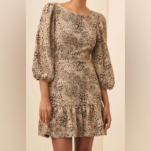 Anthropologie Maeve Animal Print Knit Cut Out Mini Dress